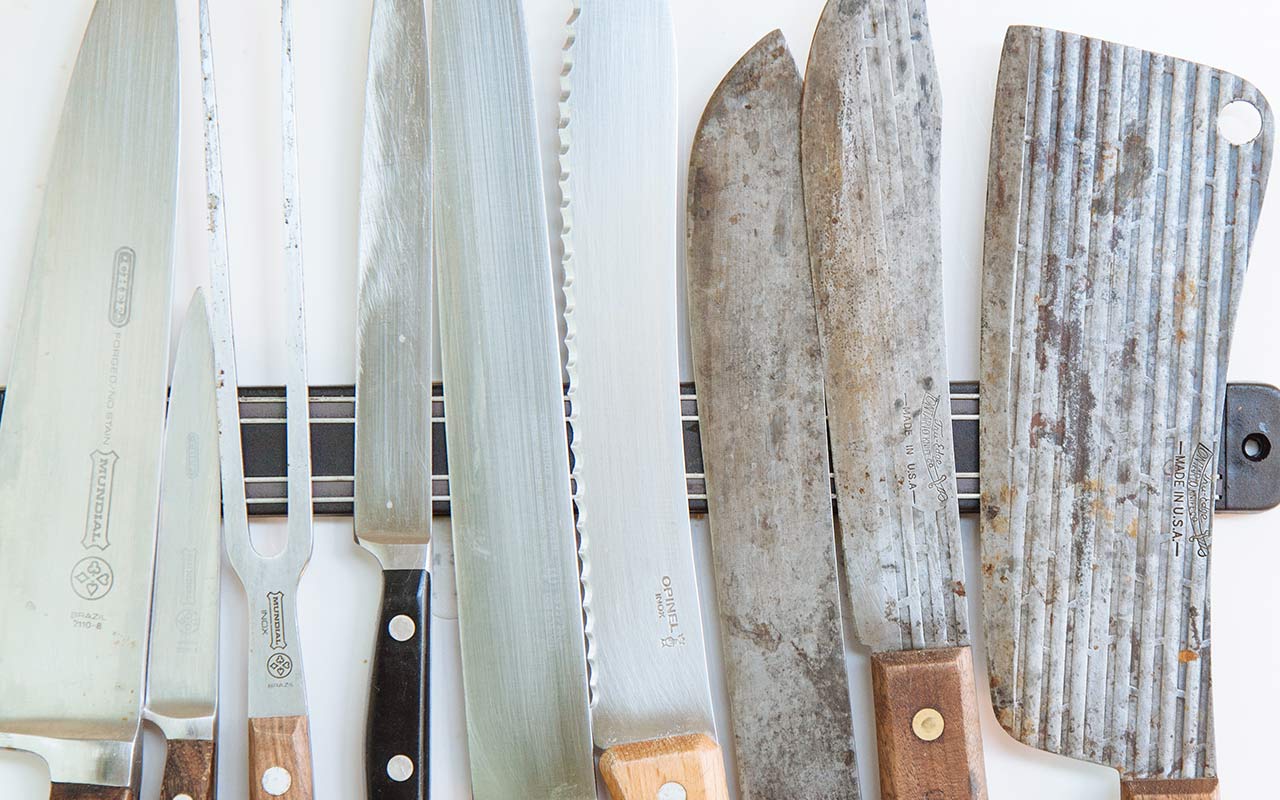 Chef's knives ready for carving the beef roast